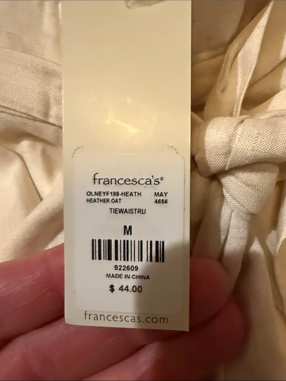 NWT Francesca's Blue Rain Collections Cream Ruffle Tie-Waist High-Rise Shorts